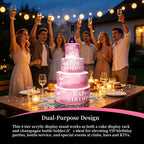 LED 7-Color Cake Tabletop Wine Racks Bottle Presenter with Remote Control, Rechargeable 4000mAh Acrylic Display Stand, for VIP Birthday Party, Bar, KTV Champagne Service(Pink）