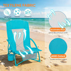 Folding Beach Chair Set of 3, Portable Camping Chairs with Table, Carrying Bag, Cup Holders, Outdoor Breathable Mesh Seat, 225lbs Heavy Duty Beach Chair for Camp Sand Travel Sunbathing