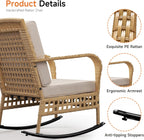 DECMICO Outdoor Rocking Chair Set, 3-Piece Wicker Patio Furniture | Elegant Wicker Style | Comfortable Cushions | Stable Frame Construction | Balcony & Garden Ready