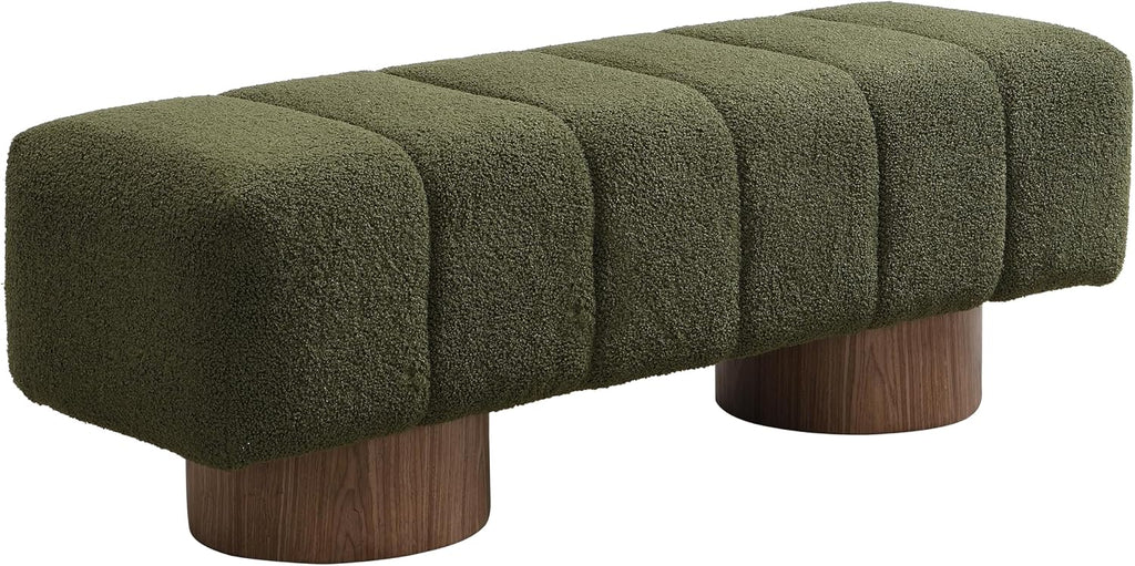 Christopher Knight Home Manila 50" Boucle Fabric Dining Bench, Rectangular Upholstery Ottoman Bench, Bedroom End of Bed Footstool, Living Room Extra Seat Footrest, No Assembly Needed, Jungle Green