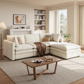 97" Cloud Couches for Living Room, 29.1" Deep Seat Modular Sectional Sofa, L Shaped Cloud Sofa with One Movable Ottoman
