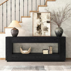 Epecoya 78 Inch Extra Long Console Table, 2-Tier Wood Entryway Table with Storage, Farmhouse Sofa Behind Couch Table for Entrance, Living Room, Foyer, Hallway, Black
