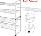 SUFAUY 2 Pack 2-Tier 33" Wide Shoe Rack, Shoe Shelf Storage Organizer for Entryway, Extra Large Capacity, Bedroom Footwear Organizer, Wire Grid, White