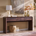63" Console Table with 3 Drawers, Wood Entryway Table with Storage, Brown | Modern Behind Couch Table with Curved Profile Design, Narrow Long Sofa Table Behind Couch for Living Room, Hallway, Foyer