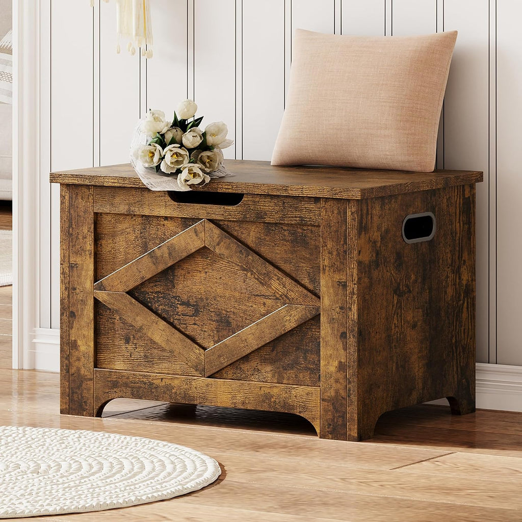 GAOMON Storage Chest, Wooden Storage Bench, Modern Style Lift-Top Shoes Bench with Safety Hinge for Entryway, Bedroom, Living Room, Supports 300 Lb and Easy Assembly