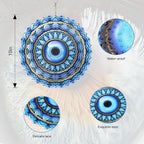Blue Evil Eye Hanging Wind Spinners Outdoor Metal Evil Eye Decor Mandala 3D Stainless Steel Wind Spinner Protective Amulet for Home Outdoor Garden Yard Decoration (Layered)