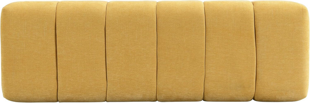 Merax 50" Upholstered Chenille Dining Bench Entryway End of Bed Ottoman Bench for Living Room Bedroom Dining Room, Wood Leg, Bear 300 LBS, No-Assembly (Yellow)