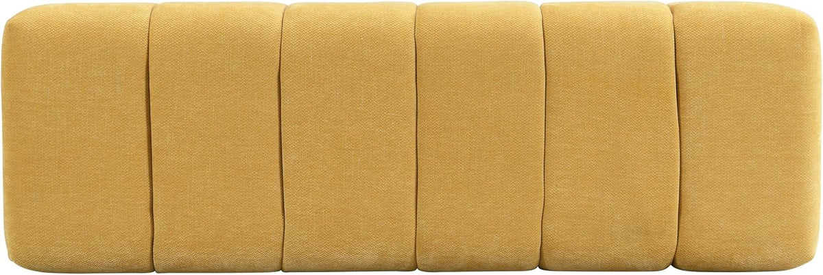 Merax 50" Upholstered Chenille Dining Bench Entryway End of Bed Ottoman Bench for Living Room Bedroom Dining Room, Wood Leg, Bear 300 LBS, No-Assembly (Yellow)