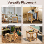 Adirondack Side Table – Weather-Resistant Rectangular End Table for Patio, Garden, Lawn, or Living Room | Indoor & Outdoor Wood Side Table, Rustic Style (Natural Teak Wood)