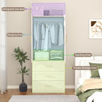 White Armoire Wardrobe Closet: 75" Large Wardrobe Closet with 6 Drawers, Bedroom Armoires with 4 Doors, Wooden Tall Closets Cabinet for Hanging Clothes (63")