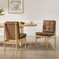CHITA Dining Chairs Set of 2, Mid Century Modern Upholstered Kitchen Chairs with FSC-Certified Rubberwood Legs & Padded Seats,Saddle Brown