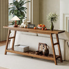 ChooChoo 70.9 Inch Long Console Tables for Entryway, Hallway Table, 2-Tier | Narrow Sofa Table, Behind Couch Table for Living Room, Walnut