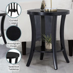 Convenience Concepts Charleston Round End Table 30" - Classic Living Room Side Table with Storage Shelf for Transitional Living Room, Family Room, Black