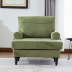 Eafurn 38" Modern Chaise Lounge Recliner Daybed Indoor, Comfy Chenille Upholstered Single Sofa Bed with Wodden Legs and Side Pockets, Deep Seat Sleeper Armchairs Couch for Living Room