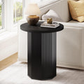 Tribesigns Round End Table, Farmhouse Pedestal Side Table, Fluted Wooden Nightstand Drink Stand for Living Room, Bedroom (1, Black)