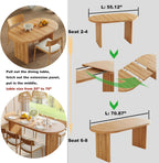 GDFStudio 55.12"-70.87" Farmhouse Extendable Oval Dining Table for 4-6, Modern Solid Wood Kitchen & Dining Table with Removable Leaf Mid-Century Modern Round Dining Tables Space Saving, Natural Walnut