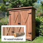Large Vertical Outdoor Storage Box Adjustable Foot Pads, Wooden Outdoor Storage Cabinet with Doors Galvanized Cabinet Top for Delivery Patio Garden and Porch,Br,Brown