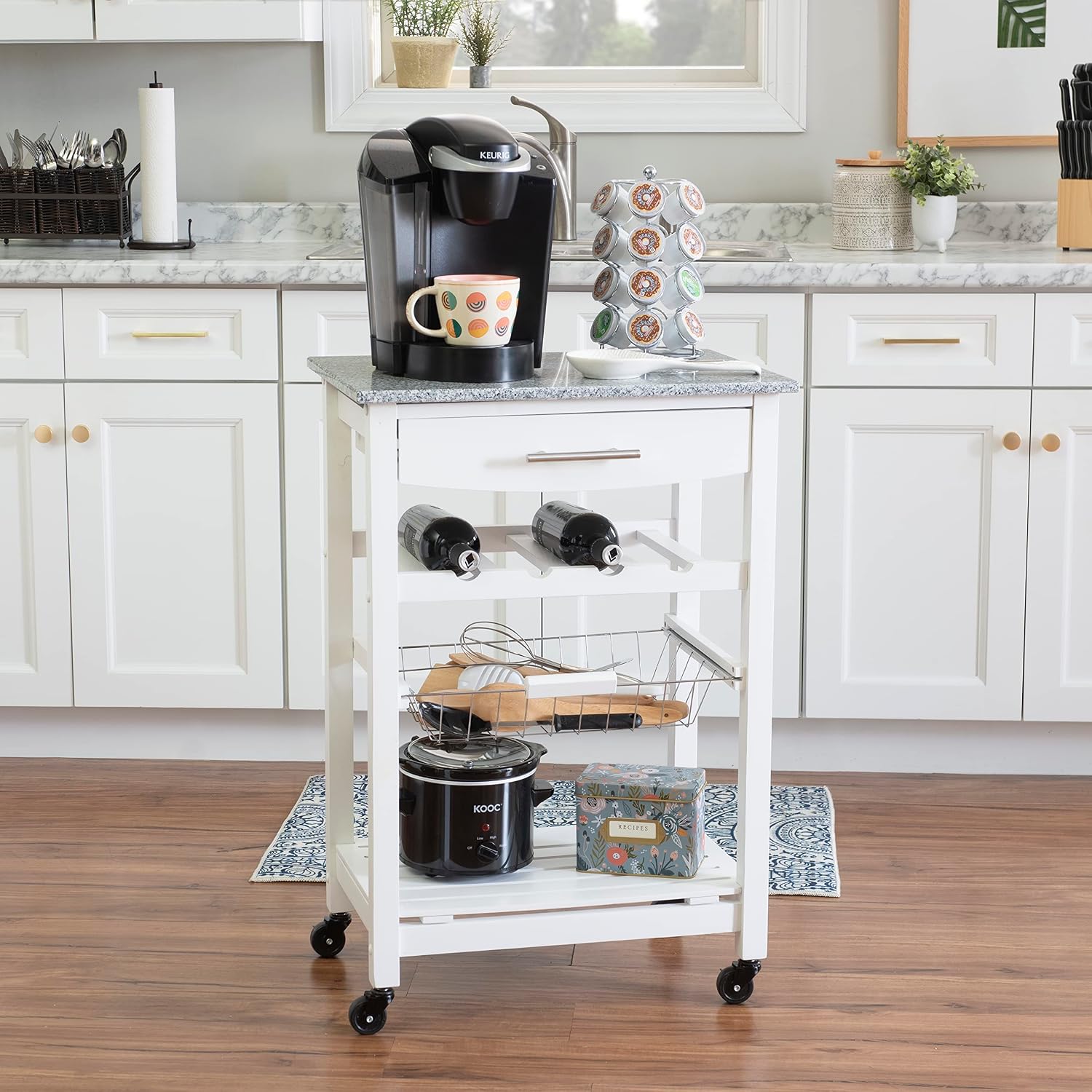 Linon Kitchen Island, White, 22.88 x 15.75 x 33.88