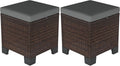 Outsunny 2 Pieces Outdoor Patio Ottomans, All Weather Wicker Footstools with Removable Cushions, 3-in-1 PE Rattan Ottoman Seat, Footrest and Side Table for Backyard, Poolside, Gray