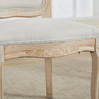 Kmax French Dining Chairs Set of 4, Farbric Upholstered Dining Chairs with Elegant Curved Legs High Back Armless Kitchen Chairs Side Chairs for Dining Room Restaurant - Linen, Beige/Brushed Legs