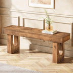 Solid Wood Shoe Bench, 47" Long Farmhouse Entryway Bench with Sturdy Legs, Narrow Rustic End of Bed Bench for Hallway, Living Room, Bedroom, Easy Assembly