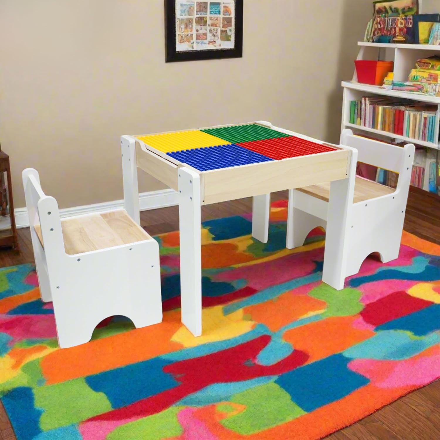 Teamson Kids - Wooden Multiactivity Table with Removable Tabletop for Storage | Reversible Tabletop, Storage Space