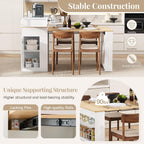Extendable Dining Table with Storage, Transformer Console Table for 1-4 People, Mobile Rolling Island Table Space Saving Dining Room Table with Built-in Outlet for Homes, Apartments, Cream White