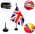 UK Britain Desk Flag, 12 Pack British Table Office Flag with Black Solid Pole and Stand Base, International Country Flag, Festival Celebration, Classroom Meeting Desktop Decor (UK)