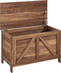 HOMCOM 30" Farmhouse Storage Bench Lift Top Storage Chest in Brown Oak | Safety Hinge, Open Up 100°, Wooden Trunk, Bedroom, Entryway, Living Room