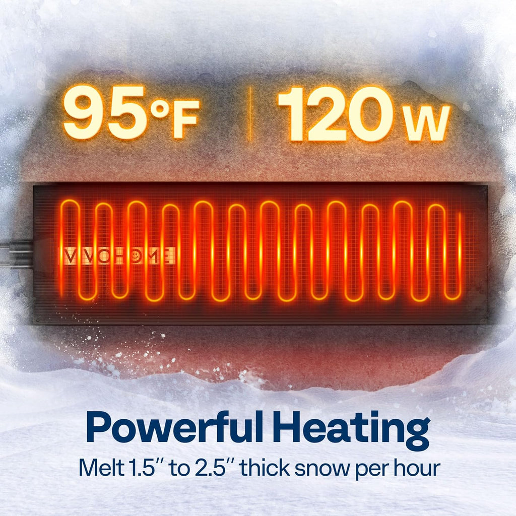 VIVOHOME 10" x 38" Snow Melting Mat with Grounding Wires, 0.35" Thickened SBR Rubber Heated Outdoor Mats, Heated Walkway Mats 2 Pack (Power Cord Not Included)