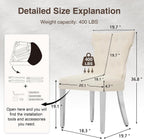 adochr Velvet Dining Chairs Set of 2, Upholstered Kitchen Chairs with Mteal Legs, Modern Button Tufted Back with Square Pull Ring Trim for Dining Room, Beige