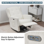 Ketaiyou Power Swivel Rocking Recliner Chair, High Back Electric Rocker Nursery Glider Chair, USB and Type-C Ports, Upholstered Teddy Fabric Reclining Single Sofa Chair for Living Room (Teddy Beige)