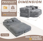 75'' Folding Sleeper Sofa Bed, Memory Foam Fold Out Couch, Foldable Full Size Guest Bed Mattress, Modern 2-in-1 Floor Deep Seat Sleeper Sofa with 4 Pillows and Blanket (Corduroy, Gray)