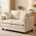 KYJ Loveseat Sofa, Cloud Love Seat Couch 3 Layer Cushion for Small Spaces | 50" Chenille Small Sofa, 27" Deep Seat, 2 Washable Pillow, in a Box for Bedroom & Living room, Singles, Couple & Kid, Beige
