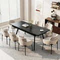 Extendable Dining Table 47-59 Inch - Space-Saving Slide-Out Design, Black Lava MDF Top for 4-8 People, Perfect for Dining Room, Apartment & Home Office