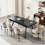Extendable Dining Table 47-59 Inch - Space-Saving Slide-Out Design, Black Lava MDF Top for 4-8 People, Perfect for Dining Room, Apartment & Home Office
