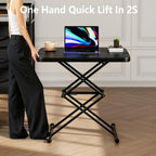 Small Folding Table, Height Adjustable in 2 Seconds with 4 Settings, Ultra-Thin 3" Foldable Design, No Assembly Required, Black 26-Inch TV Tray Laptop Desk for Picnic, Indoor/Outdoor Use, 1 Pack
