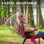 EVER ADVANCED Reclining Camping Chairs for Adult Lightweight, Folding Recliner Chair with Adjustable Back, 4-Level Lounge Chairs, Portable Lawn Chairs for Patio Balcony, Supports 350lbs Pink