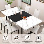 chartustriable 7PCS Dining Table Set with 6 Chairs for 4 5 6 People, 71" Large Wooden Kitchen Table Sets with 6 Upholstered Chairs,6-Person Kitchen Table & Chairs Set for Dining Room Kitchen(White)