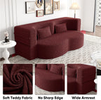 JOYBASE 78in Sofa Couch Convertible Oversized Cloud Loveseat Minimalist Sleeper Sofa Bed for Living Room, Apartment, Office, No Assembly Required (Wine Red)