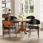 YaFiti Dining Chairs Set of 2, Mid Century Modern PU Leather Kitchen Chairs | Ergonomic Walnut Backrest & Metal Legs, Upholstered Waterproof Faux Leather Seat, Adjustable Footpads for Dining Room, Black