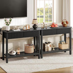 HOOBRO 39.4" Console Table with 2 Wavy Drawers, Narrow Long Entryway Table with Storage Shelf, 2 Tier Modern Sofa Table Wooden Behind Couch Table, Hallway Table for Living Room, Black BK89XG01N1