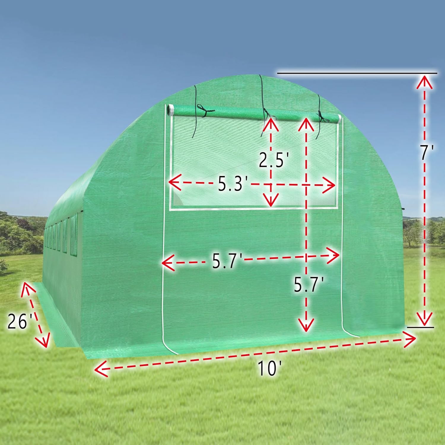 Strong Camel Replacement Greenhouse Cover for Walk in Greenhouse Frame Green House Top Cover (Frame NOT Included) (26 x 10 x 7 ft)