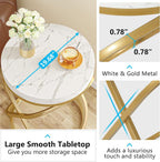 Tribesigns Round End Table with Engineered Wood Tabletop, 26 Inches Round Side Tables Living Room with Double X-Shaped Metal Ring-Cross Legs, Faux Marble Veneer Nightstands for Livingroom Bedroom (1)