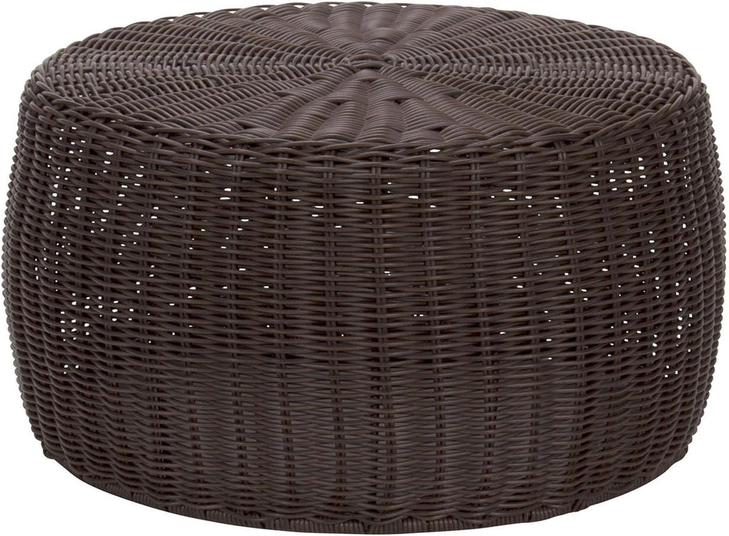 Household Essentials Round Handwoven Resin Storage Stool Ottoman, Brown