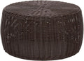 Household Essentials Round Handwoven Resin Storage Stool Ottoman, Brown