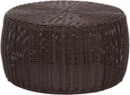 Household Essentials Round Handwoven Resin Storage Stool Ottoman, Brown