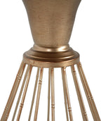 Vintage-Inspired Pine Side Table with Cut-Out Edge, Antique Gold & Natural Finish - Ready to Use