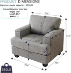 Oversized Accent Chair with Armrest Organizer,Comfy Living Room Chairs with Thick Cushion,Upholstered Armchair with Storage,Big Reading Chair,Sofa Chair for Bedroom,Linen,Dark Gray