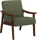 Yaheetech Accent Chairs, Mid-Century Corduroy Fabric Armchairs, Dark Green | Corduroy Chair with Solid Wood Legs, Cozy Reading Leisure Chair for Living Room, Bedroom, Waiting Room